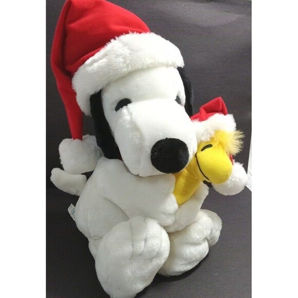 Applause Peanuts Holiday Snoopy hugging Woodstock Christmas 18'' Stuffed Animal - Picture 8 of 10